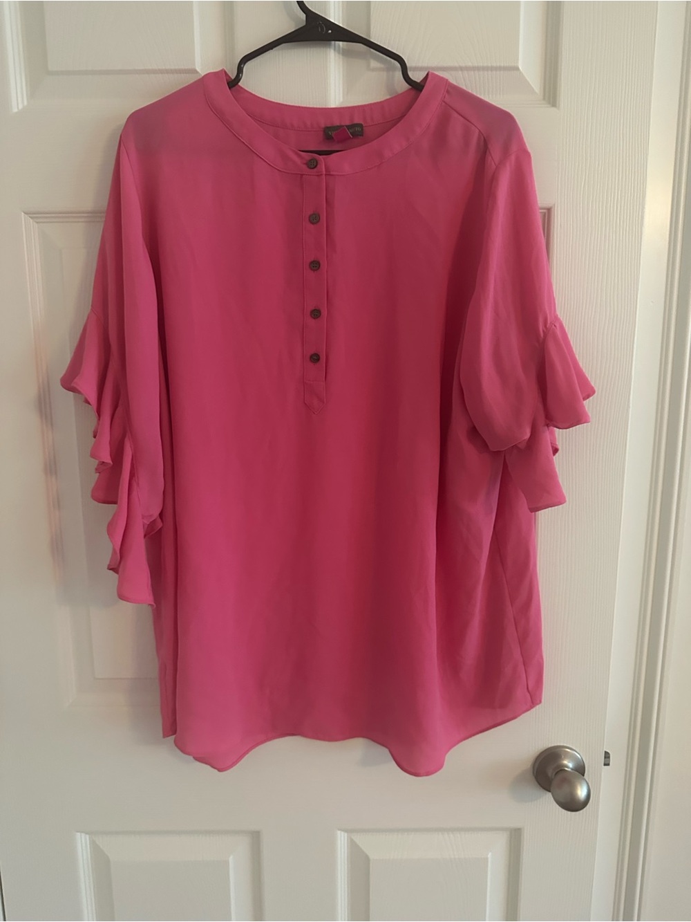Vince Camuto Hot Pink Ruffle Sleeve Tunic